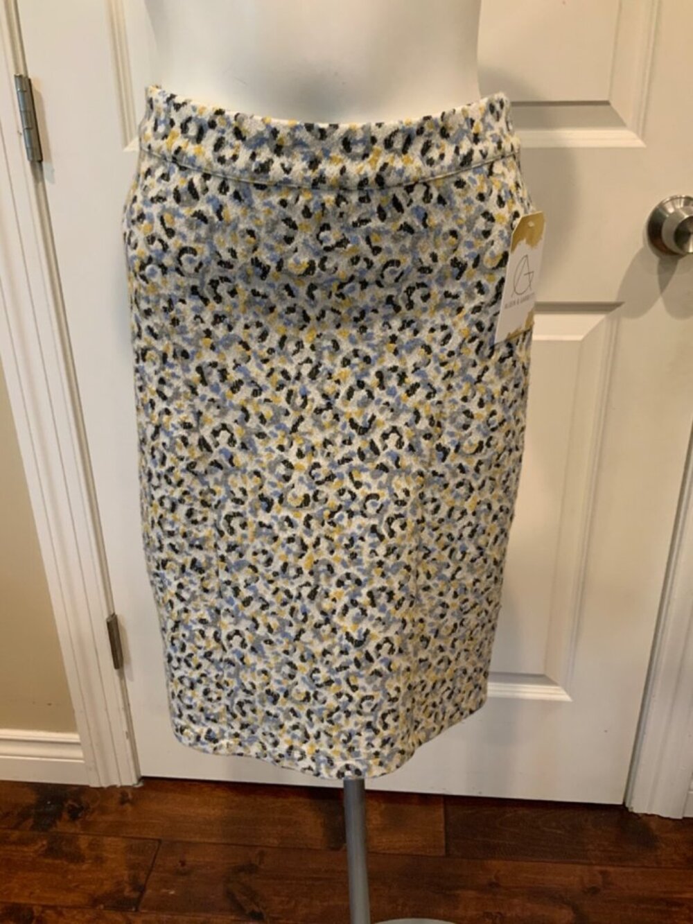 Maeve White, Blue & Yellow Speckled Pencil Skirt, Size XS